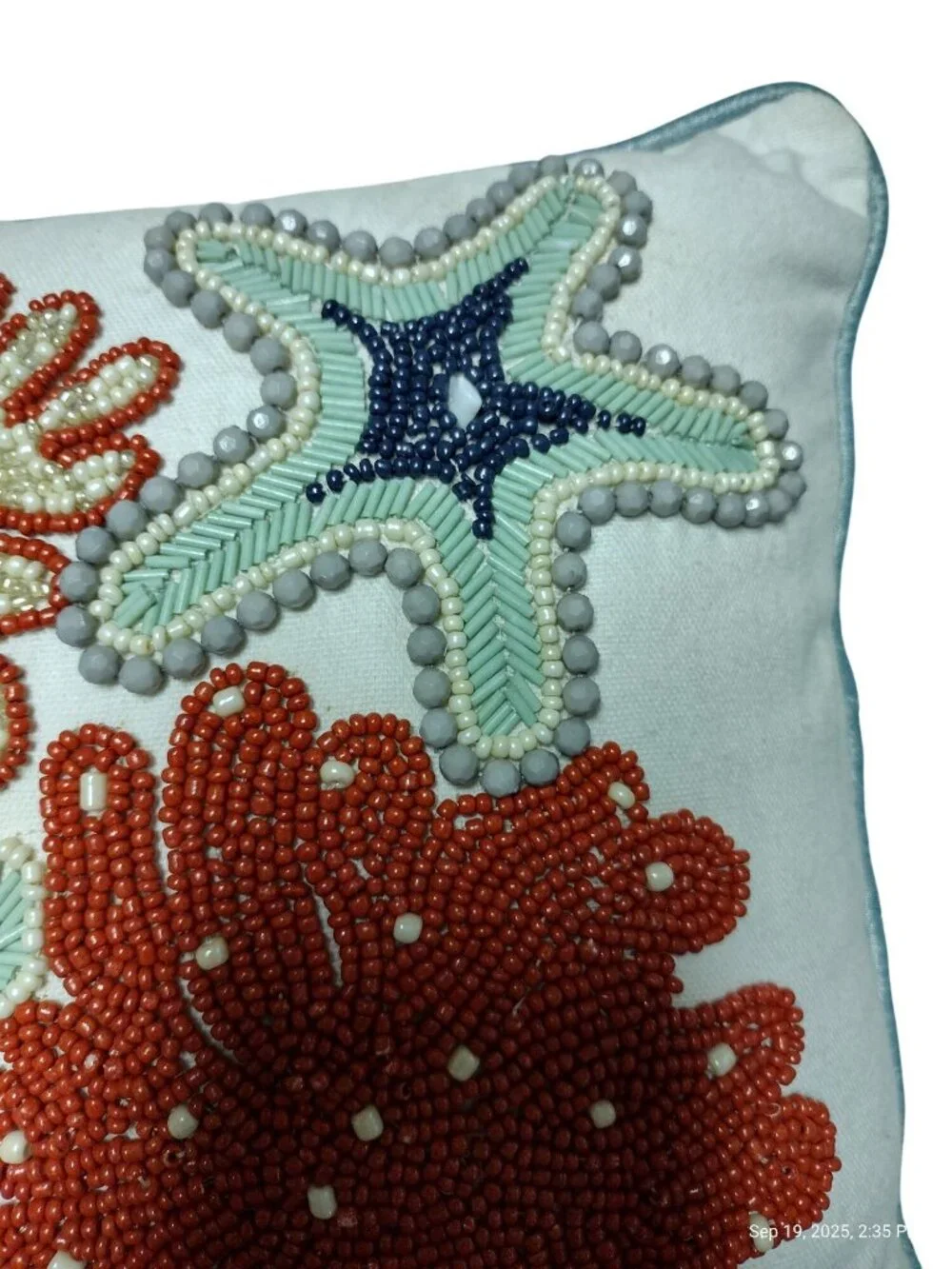 Pear 1 Decorative Beaded Throw Pillow Ocean Beachy Sea Creatures